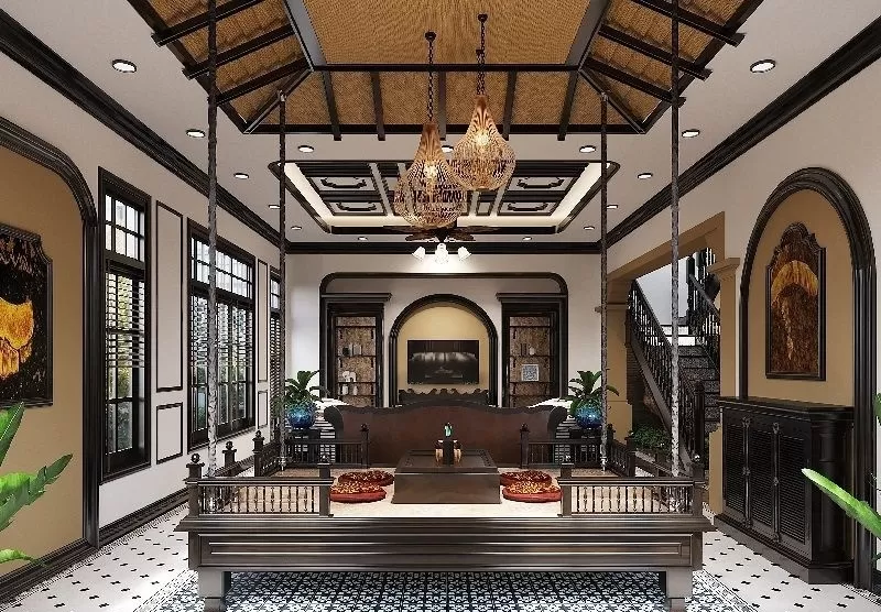 Chất liệu gỗ, tre và gạch được sử dụng chủ yếu trong kiến trúc đông dương