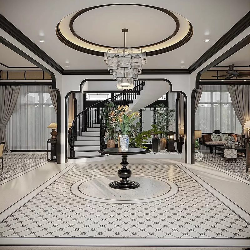 Các gam màu trung tính như vàng nhạt, vàng kem trắng được sử dụng trong kiến trúc Indochine