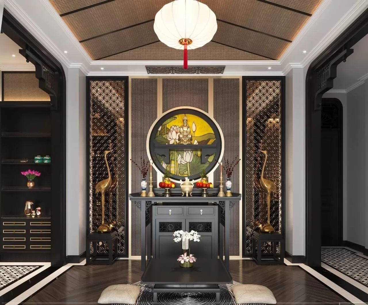 Hoa sen, bồ đề là những vật được trang trí nghệ thuật cao theo phong cách đông dương