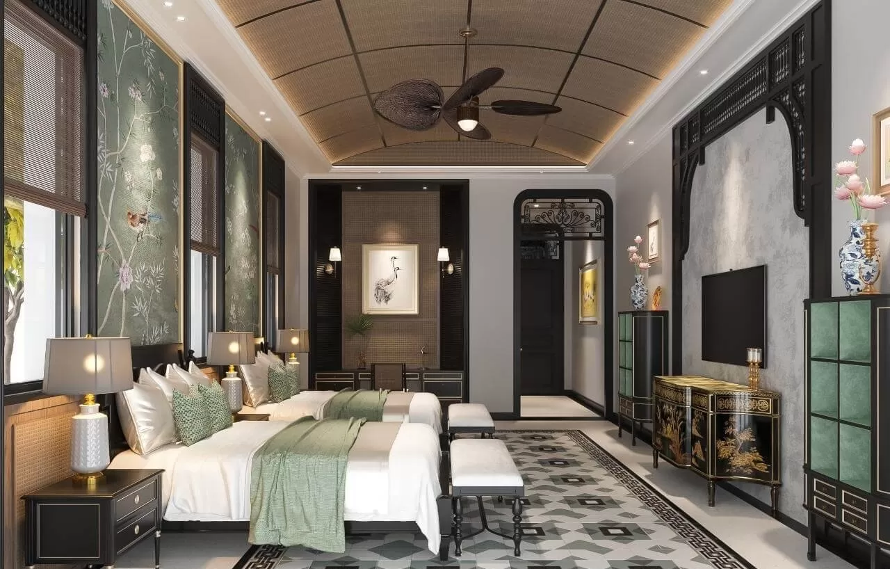Ứng dụng phong cách Đông Dương vào thiết kế nội thất phòng ngủ