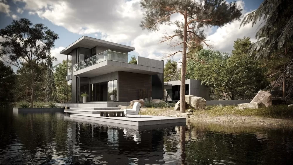 Nhà vườn mini 2 tầng phong cách Nhật Bản hiện đại bên hồ