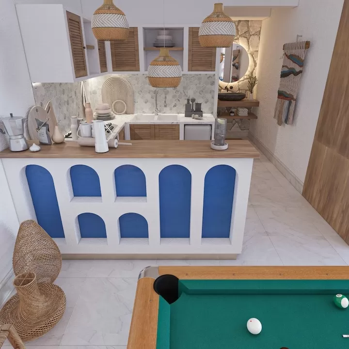 Nội thất phòng bếp kiểu Santorini