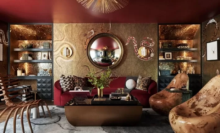 Sử dụng gạch khảm bằng gỗ ốp lên trần, lên tường