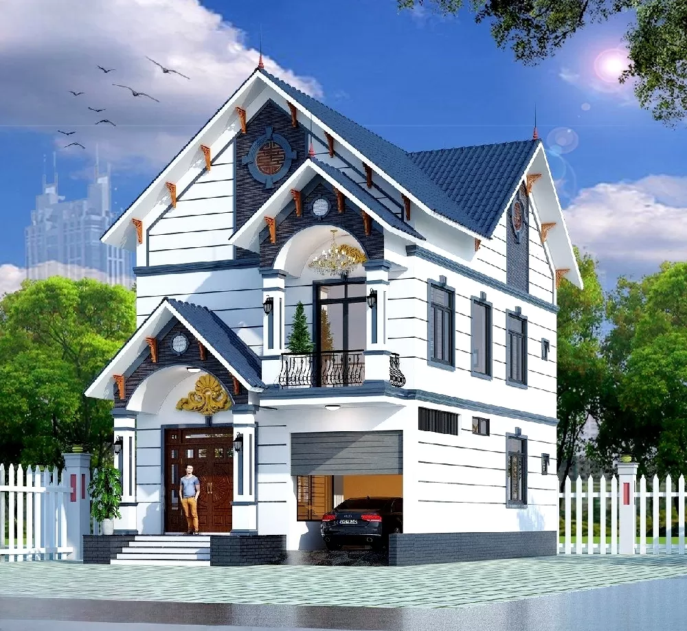 Ngôi nhà thiết kế tiện nghi với gara ô tô